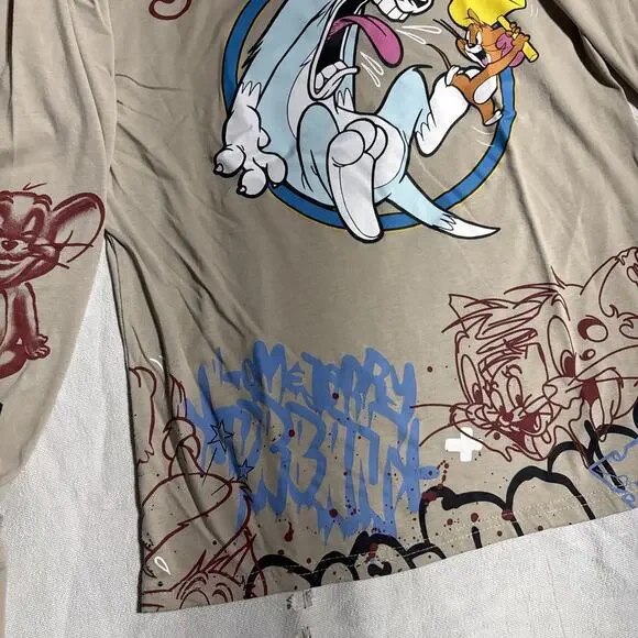 Tom & Jerry Grafitti All Over Graphic Long Sleeve T-Shirt Unisex Size Small - Picture 5 of 11
